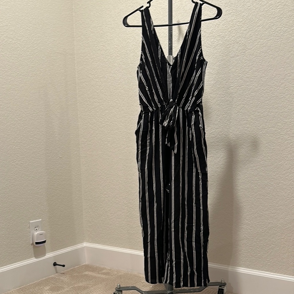Jolie Black and White Striped Jumpsuit